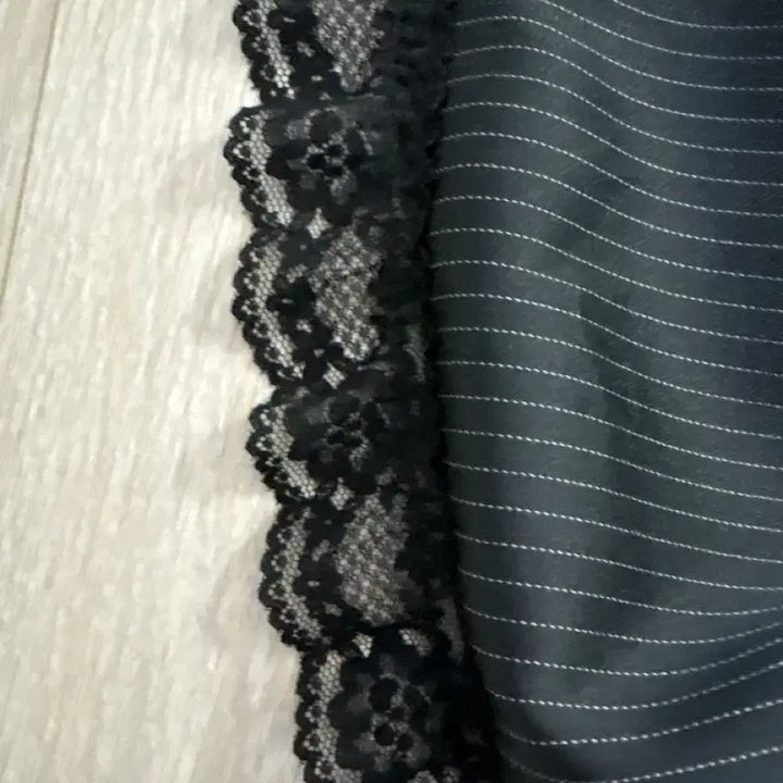 [BUNJANG] Goth Stripe Lace Detail Dress / ((택포)빈티지 고스 스트라이프 레이스 디테일 goth 고딕풍 원피스 블