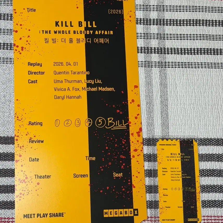 [BUNJANG] Kill Bill: The Whole Bloody Affair Original Ticket Set / 킬빌 : 더 홀 블러디 어페어 오리지널티켓, 만우절 메가 오티 2종