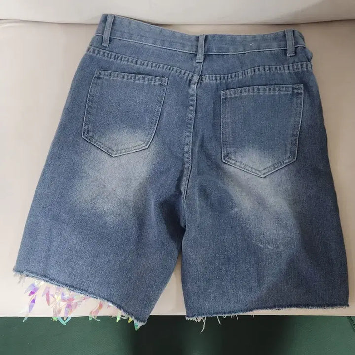 [BUNJANG] Demage Printing Denim Shorts / 데미지 프린팅 데님 반바지