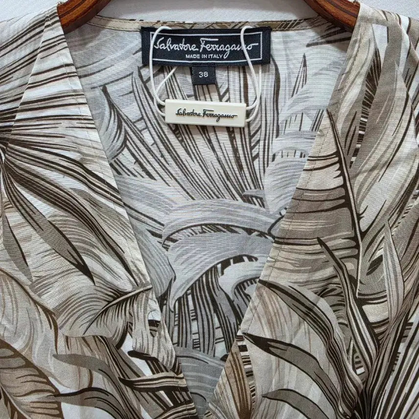 [BUNJANG] Salvatore Ferragamo Botanical Print Cotton Wrap Dress / (정품)페라가모 보타니컬 프린트 코튼 랩 원피스