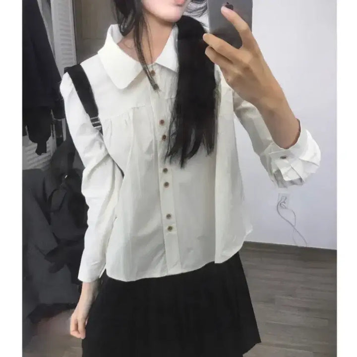 [BUNJANG] Marron Button Collar Blouse / 마롱 버튼 카라 블라우스
