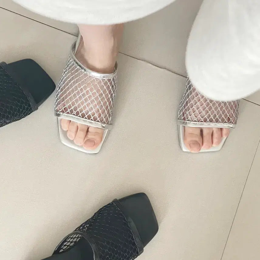[BUNJANG] Silver Mesh Slippers 5040 / (25,30,35,40,45,50)실버 망사 슬리퍼 5040