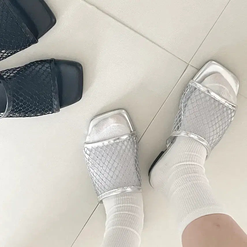 [BUNJANG] Silver Mesh Slippers 5040 / (25,30,35,40,45,50)실버 망사 슬리퍼 5040