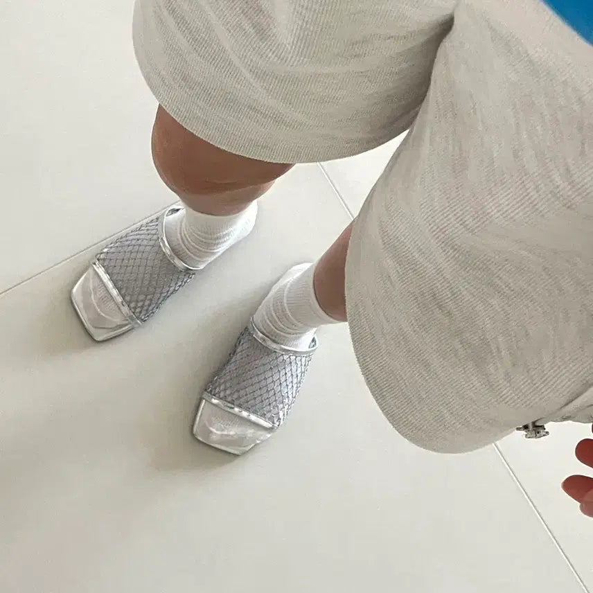 [BUNJANG] Silver Mesh Slippers 5040 / (25,30,35,40,45,50)실버 망사 슬리퍼 5040