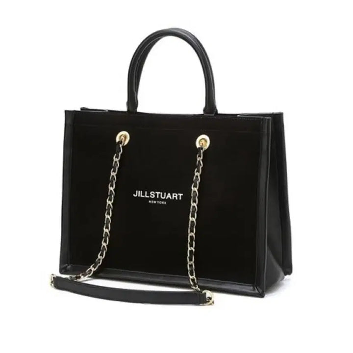 [BUNJANG] Jill Stuart Canvas Chain Tote Bag / 질스튜어트 블랙 캔버스 체인 토트백(새상품)