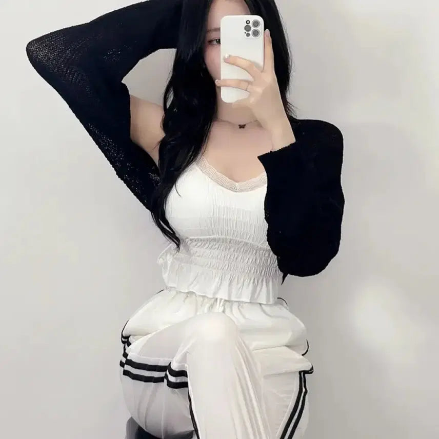 [BUNJANG] Black Cropped Bolero Cardigan / 크롭 볼레로 가디건(블랙)