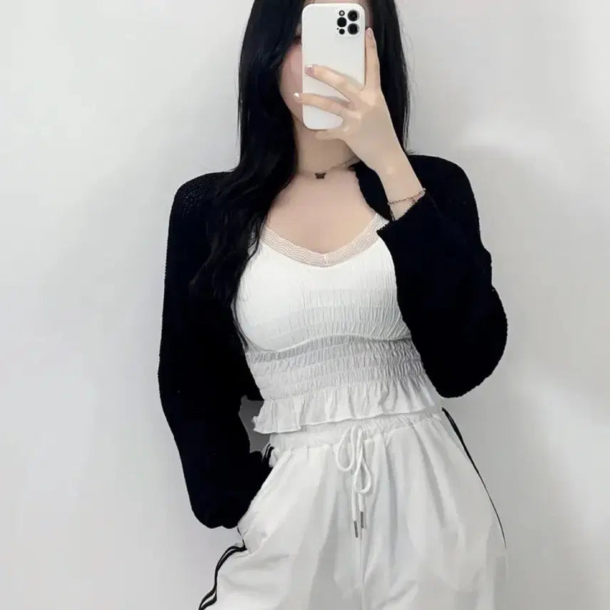[BUNJANG] Black Cropped Bolero Cardigan / 크롭 볼레로 가디건(블랙)
