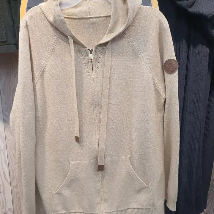 [BUNJANG] Nohant Crew Knit Hooded Zip-Up Beige / 노앙 크루(Nohant Crew) 니트 후드 집업 베이지 (실측 가슴 4