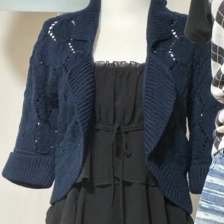 [BUNJANG] Navy Knit Cardigan / 네이비 니트 가디건