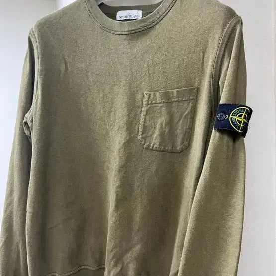 [BUNJANG] Stone Island Khaki Crewneck Sweatshirt / 스톤아일랜드 카키맨투맨 L
