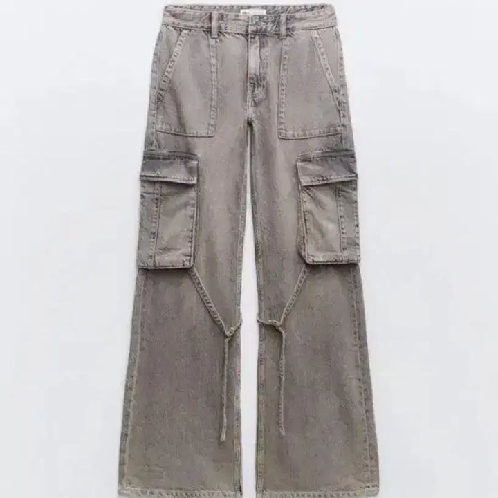 [SOLD OUT] 자라바지 TRF 카고 미드 라이즈 데님 팬츠 EUR 36(26-28인치)