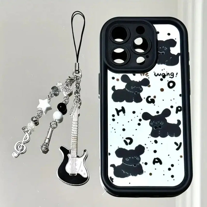 [SOLD OUT] 블랙 기타 마이크 폰 스트랩 키링(새상품)
