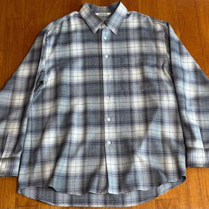 [SOLD OUT] 오라리 23aw 체크 셔츠 그레이