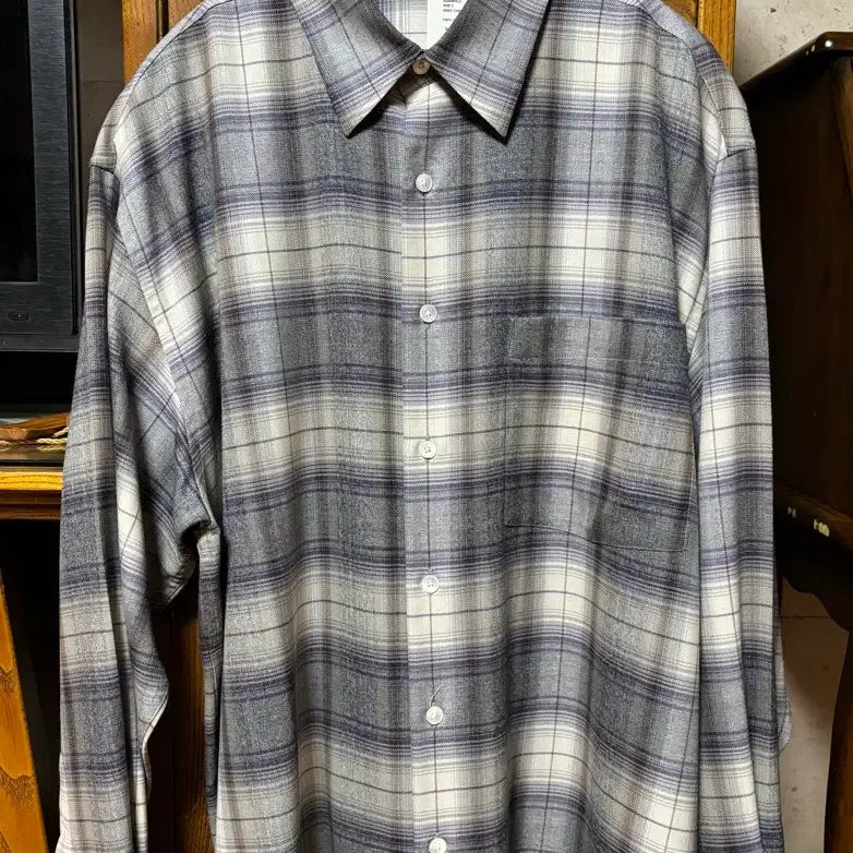 [SOLD OUT] 오라리 23aw 체크 셔츠 그레이