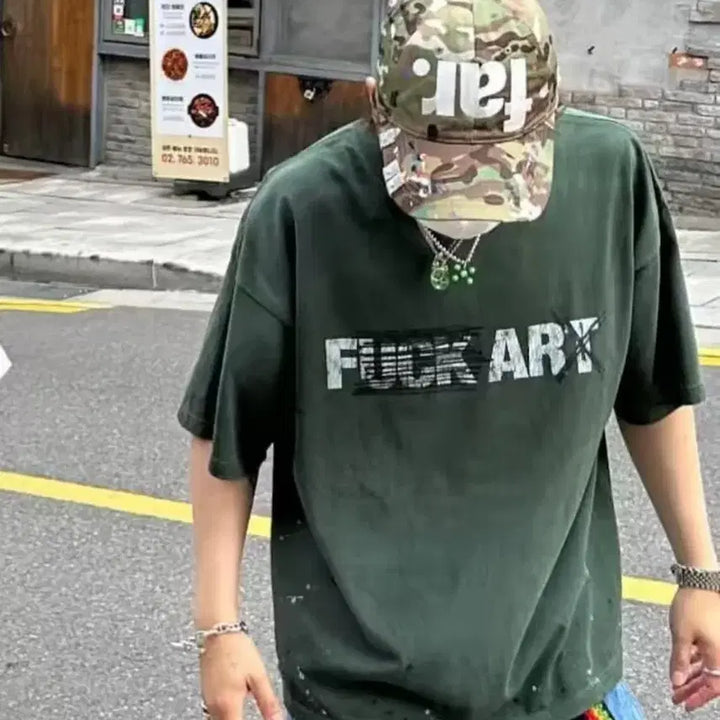 [BUNJANG] Far From What Fuck Art T-shirt Green / 파프롬왓 퍽아트 티셔츠 그린 2