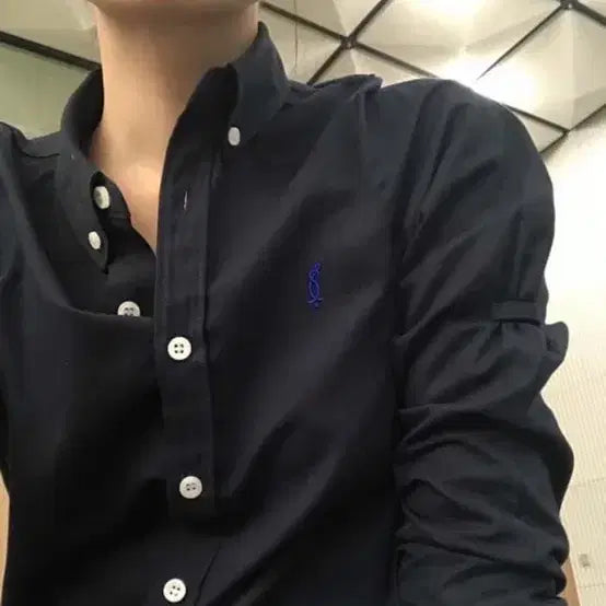 [BUNJANG] Eongss Garden Shirt Navy Size 1 / 에옹쓰 가든 셔츠 네이비 1 사이즈