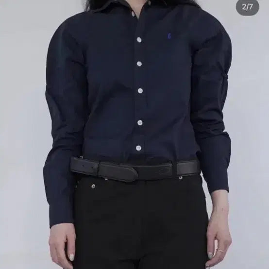 [BUNJANG] Eongss Garden Shirt Navy Size 1 / 에옹쓰 가든 셔츠 네이비 1 사이즈