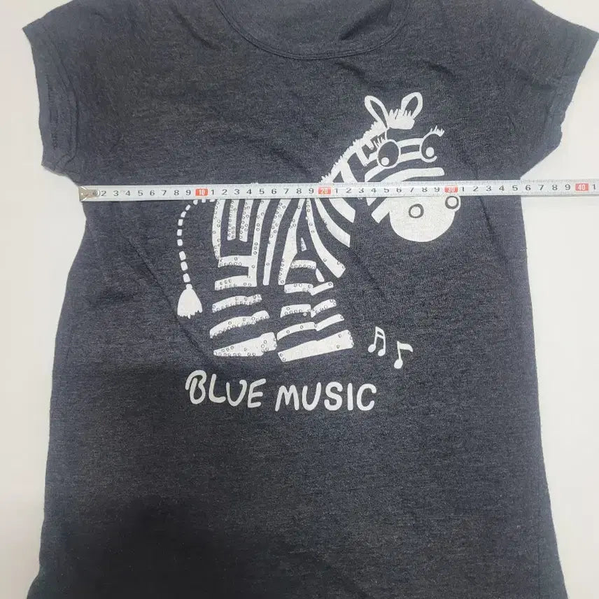 [BUNJANG] Charcoal Zebra Print Short Sleeve T-Shirt / 차콜색 얼룩말 프린팅 반팔 티셔츠