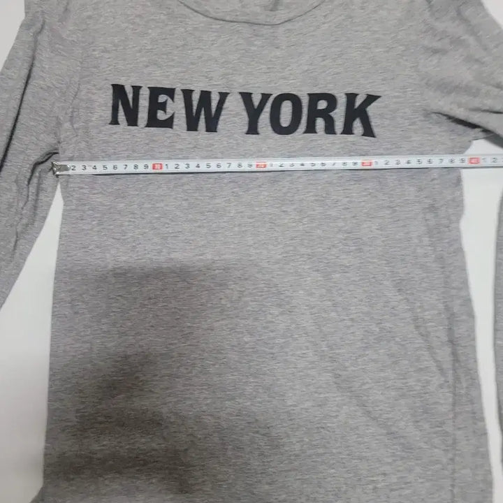 [BUNJANG] NEW YORK Graphic Long Sleeve T-Shirt Gray / 회색 NEW YORK 프린팅 긴팔티셔츠