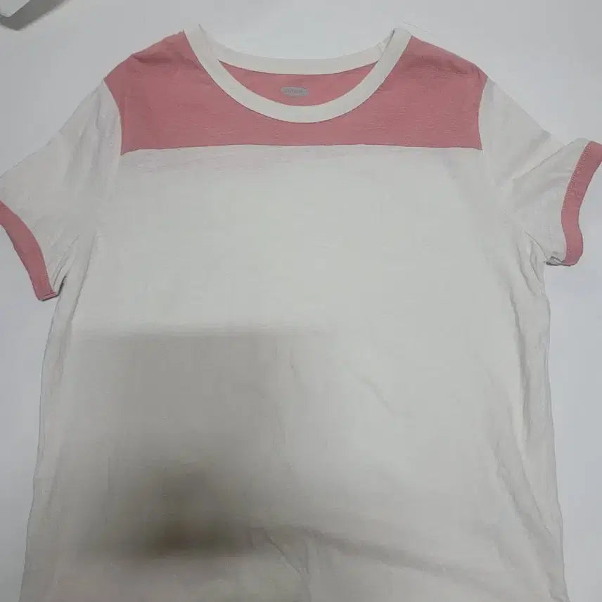 [BUNJANG] Old Navy Colorblock Short Sleeve T-Shirt / 올드네이비 핑크/화이트 배색 반팔 티셔츠