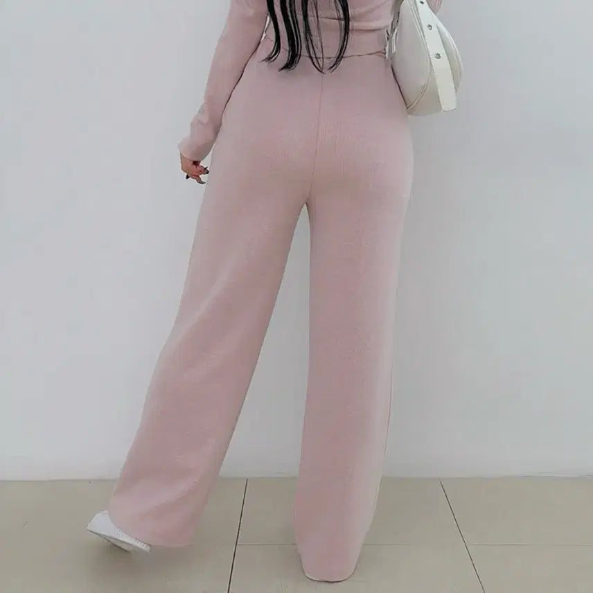 [BUNJANG] Pink Hoodie Zip-up Pants Set / 나시 후드집업 팬츠 세트