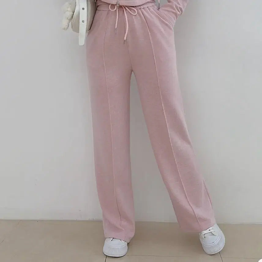 [BUNJANG] Pink Hoodie Zip-up Pants Set / 나시 후드집업 팬츠 세트