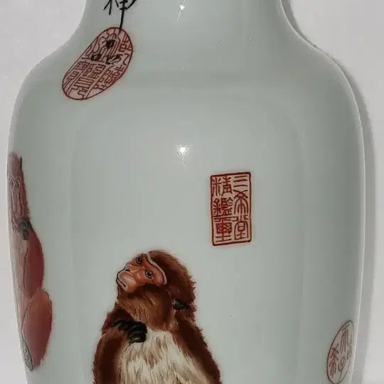 [BUNJANG] Qianlong Period Lang Shining Temple Gold Monkey Pattern Small Vase / 건륭년제 랑세녕묘금 원숭이문 소병 높22 지13 중국도자기 고도자 골통품