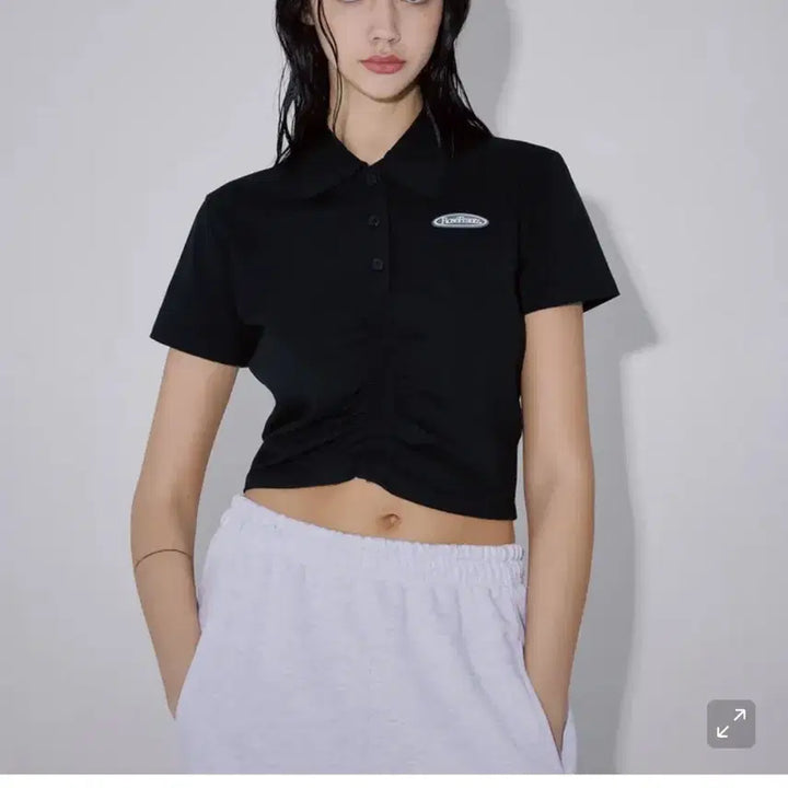 [BUNJANG] Rosefrantz Shring Black Crop Top / 로제프란츠 셔링 반팔 크롭티 블랙