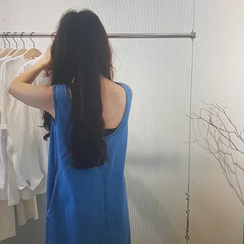 [BUNJANG] Denim Long Slip Dress / (해외배송)청 데님 롱 나시 원피스 2컬러