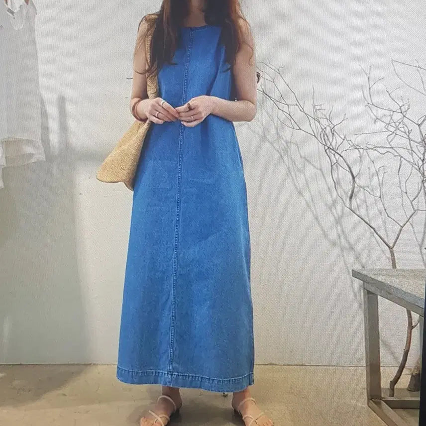 [BUNJANG] Denim Long Slip Dress / (해외배송)청 데님 롱 나시 원피스 2컬러