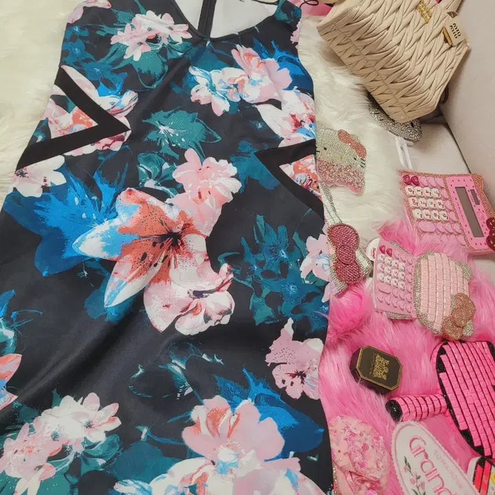 [BUNJANG] Floral Sleeveless Midi Dress / 플라워 패턴 민소매 원피스