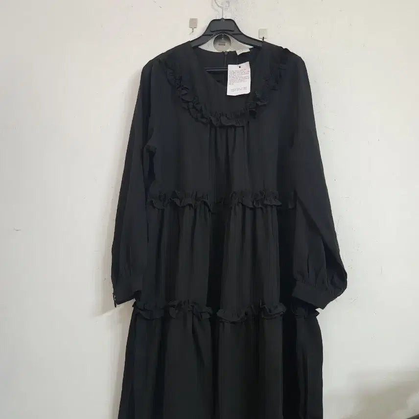 [BUNJANG] Black Frill Long Dress / 프릴 블랙 롱 원피스