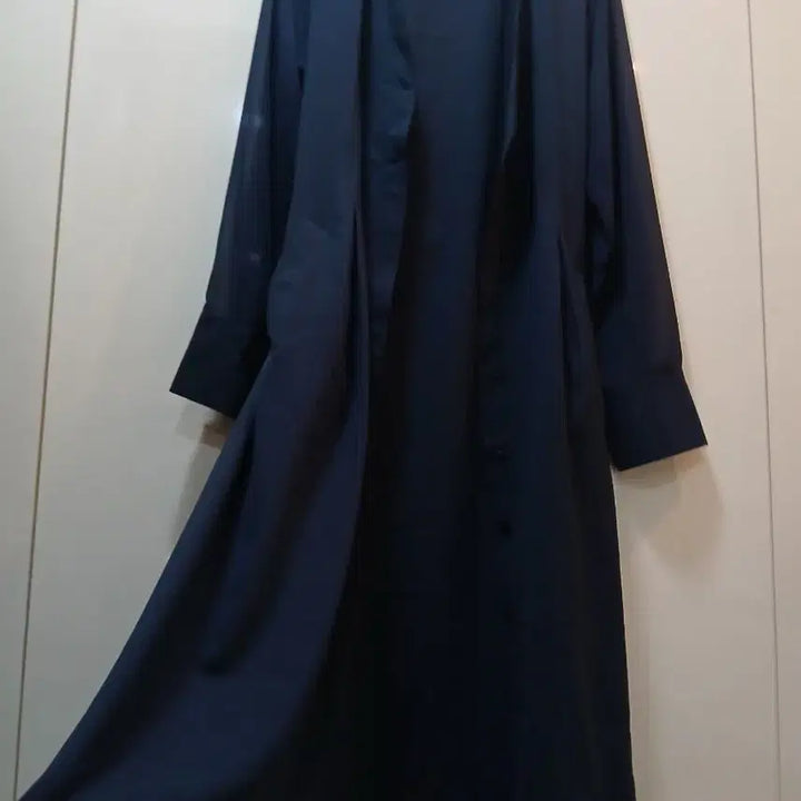 [BUNJANG] Navy Long Shirt Dress / 네이비 롱 셔츠 원피스 간절기용