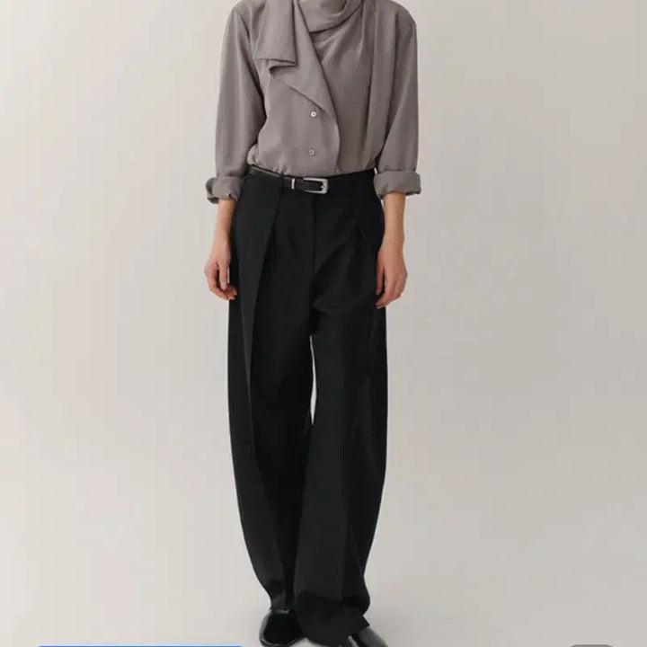 [BUNJANG] Kindersalmon Draped Casa Top Blouse (Slate) - Size M / 킨더살몬 드레이프 카사 탑 블라우스 (슬래이트) M