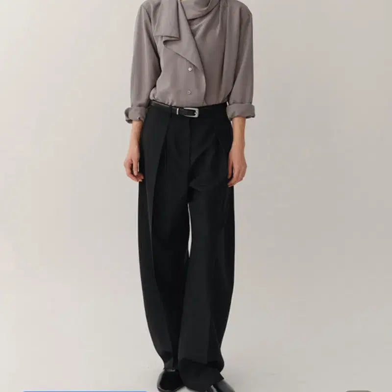 [BUNJANG] Kindersalmon Draped Casa Top Blouse (Slate) - Size M / 킨더살몬 드레이프 카사 탑 블라우스 (슬래이트) M