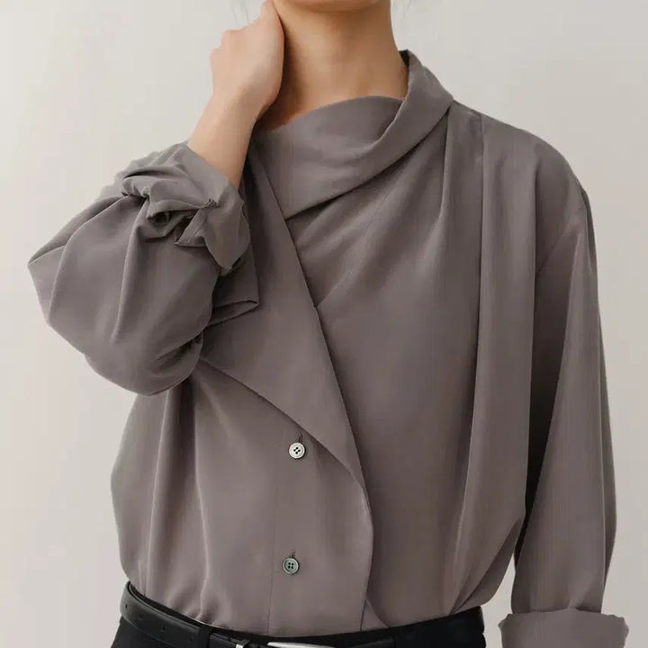 [BUNJANG] Kindersalmon Draped Casa Top Blouse (Slate) - Size M / 킨더살몬 드레이프 카사 탑 블라우스 (슬래이트) M