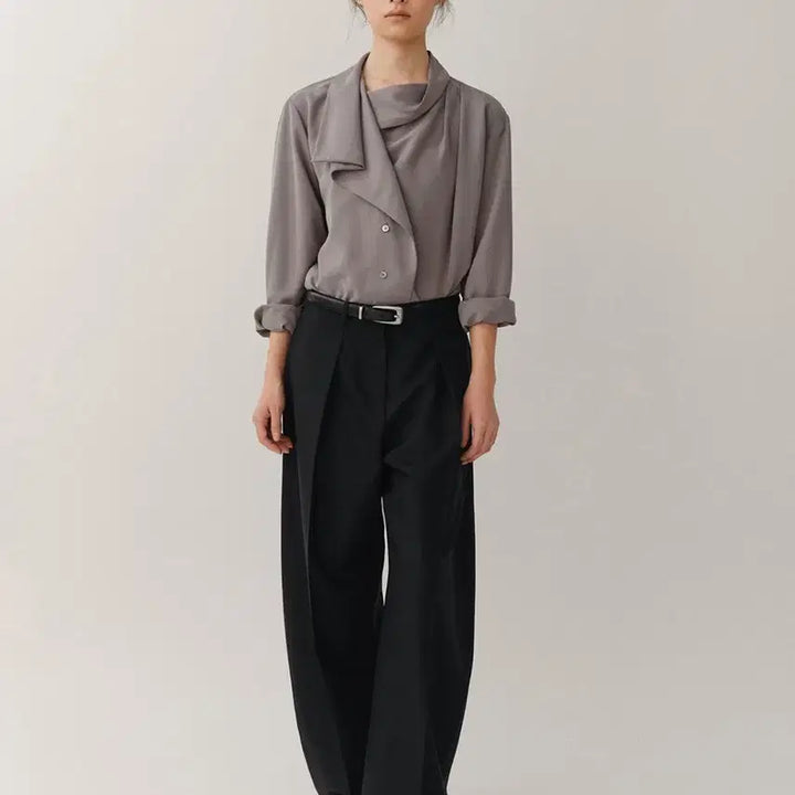 [BUNJANG] Kindersalmon Draped Casa Top Blouse (Slate) - Size M / 킨더살몬 드레이프 카사 탑 블라우스 (슬래이트) M