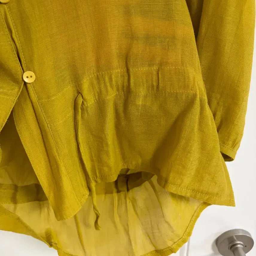 [BUNJANG] Vintage Mustard Floral Lace Blouse / (일본 수입 빈티지)블라우스 티셔츠 머스타드 꽃 레이스 레이온 M-L
