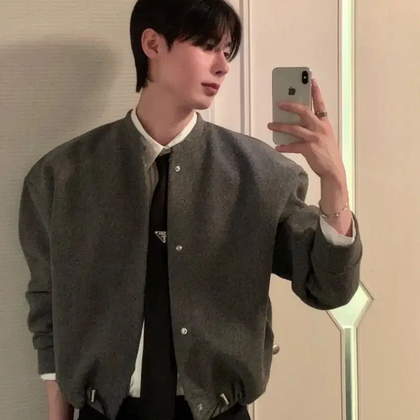 [BUNJANG] Minimal String Oversized Cropped Jacket Cardigan / 오버핏 미니멀 스트링 가디건 숏 크롭 자켓