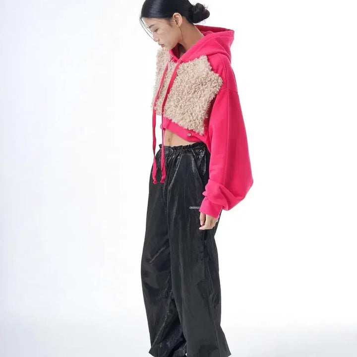 [BUNJANG] Cherrykuri Cropped Fake Fur Hoodie / 체리퀴리 퍼 크롭 후드티