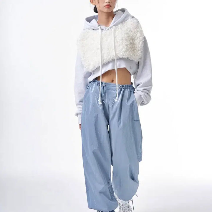 [BUNJANG] CherryQuiry Faux Fur Cropped Hoodie / 체리퀴리 퍼 크롭 후드티