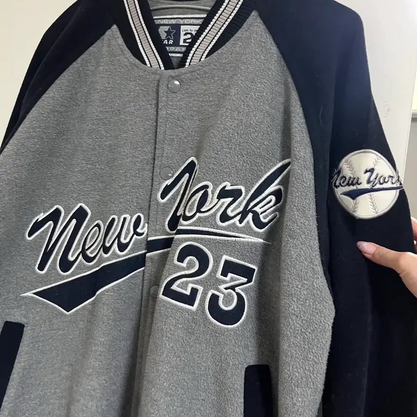 [BUNJANG] Starter New York Baseball Stadium Jacket Gray / 스타터 뉴욕 베이스볼 스타디움 자켓 회색
