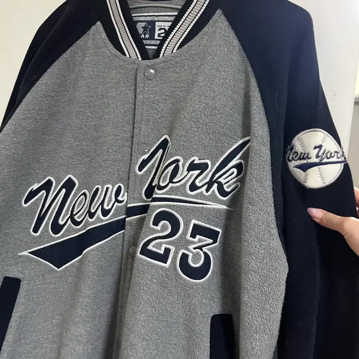 [BUNJANG] Starter New York Baseball Stadium Jacket Gray / 스타터 뉴욕 베이스볼 스타디움 자켓 회색