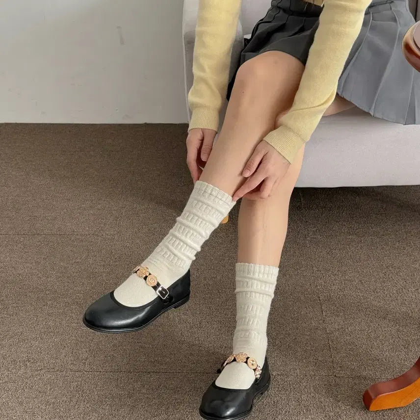 [BUNJANG] Black Embellished Strap Flat Shoes 5025 / (25,35,40,45,50,55)블랙 장식 스트랩 플랫슈즈 5025
