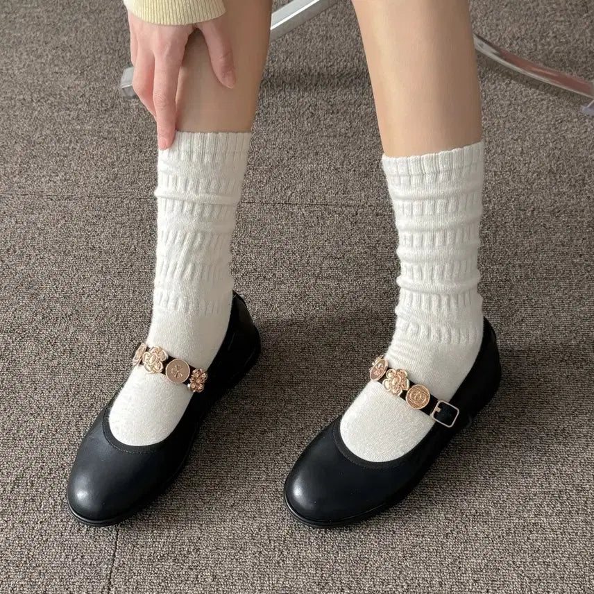 [BUNJANG] Black Embellished Strap Flat Shoes 5025 / (25,35,40,45,50,55)블랙 장식 스트랩 플랫슈즈 5025