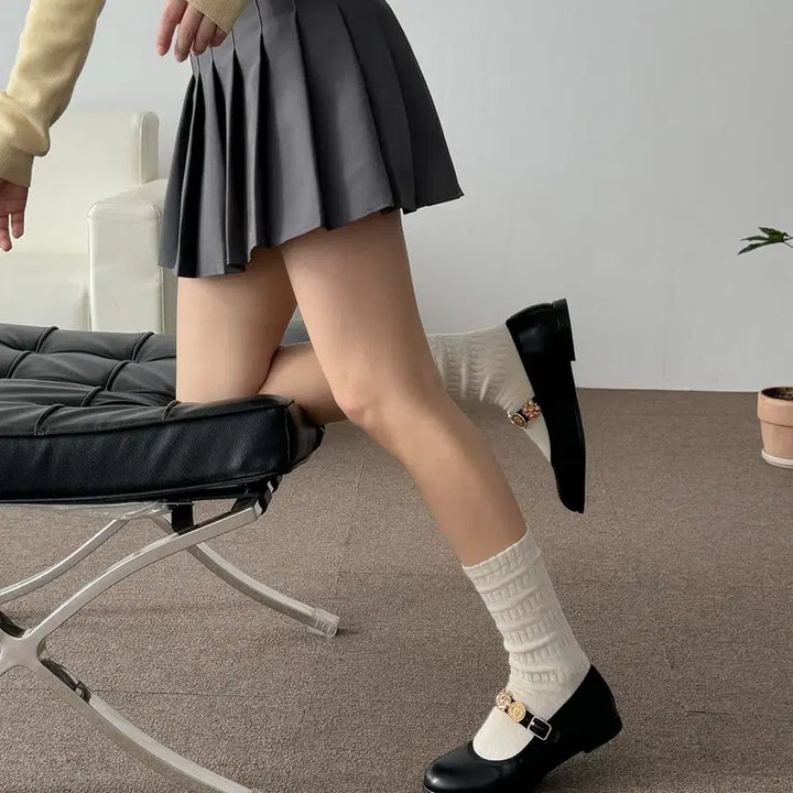 [BUNJANG] Black Embellished Strap Flat Shoes 5025 / (25,35,40,45,50,55)블랙 장식 스트랩 플랫슈즈 5025
