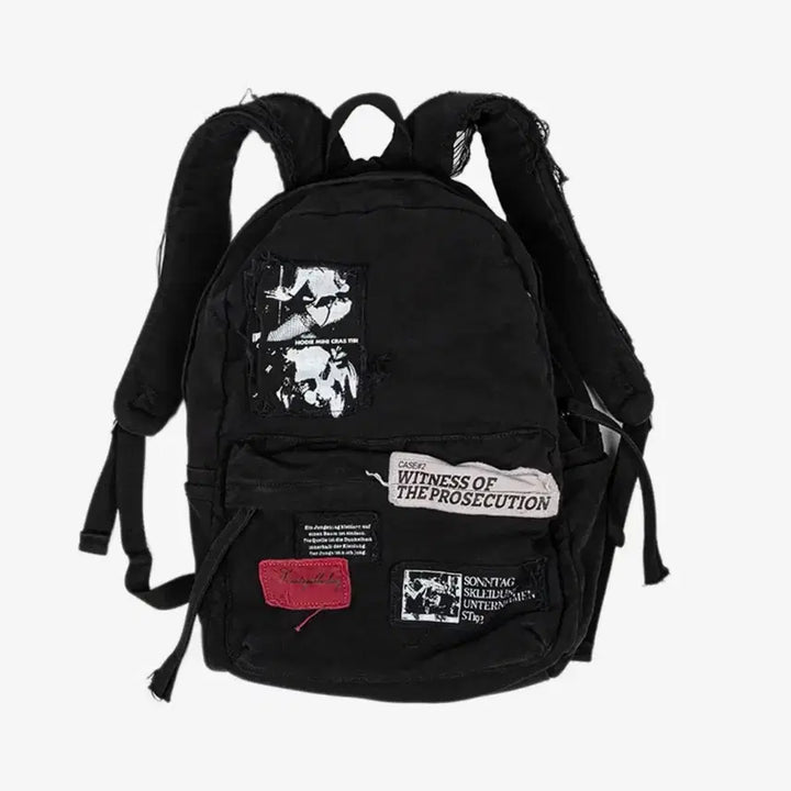 [BUNJANG] OS Sunday Off Club Vintage Patch Backpack / [OS] 선데이오프클럽 빈티지 패치 백팩