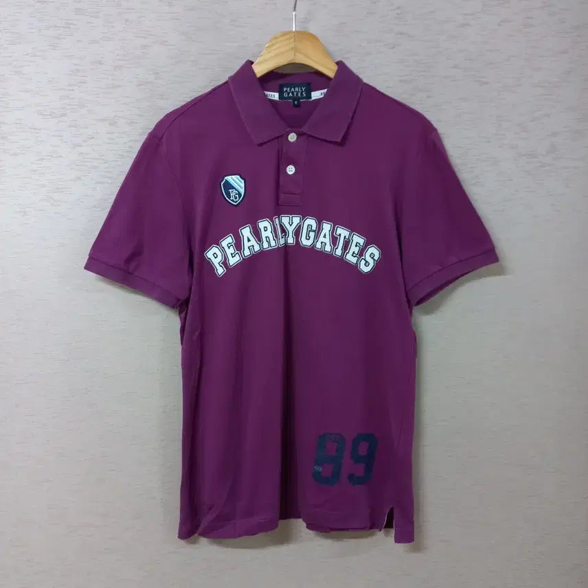 [BUNJANG] Pearlygates Purple Short Sleeve Polo Shirt (Men) / B4-2/ 파리게이츠 퍼플 반팔 카라티 남성