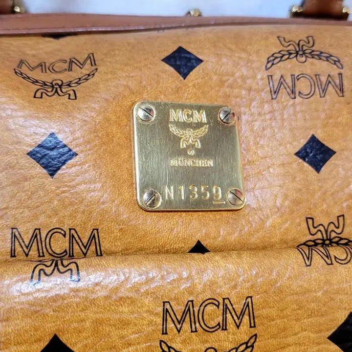 [BUNJANG] MCM Visetos Cognac Boston Tote Bag / 정품 MCM 비세토스 꼬냑 보스턴 토트백