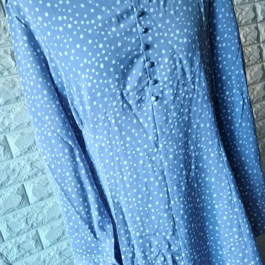 [BUNJANG] Unbranded Dot Pattern Sky Blue Long Dress / 잔잔 도트 롱 원피스 하늘색(새상품)